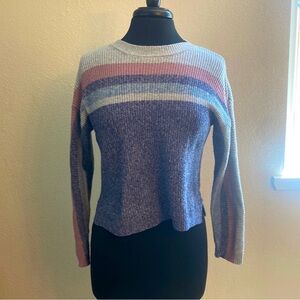 Hippie Rose Blue and Pink Striped cropped Sweater
